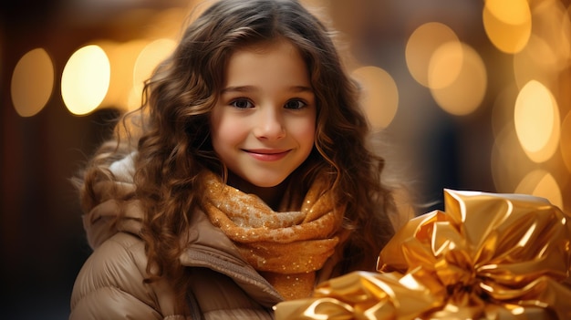 Girl Amidst the Enchanted Christmas Street