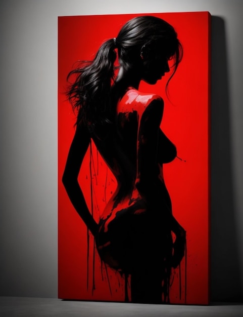 Girl on black canvas