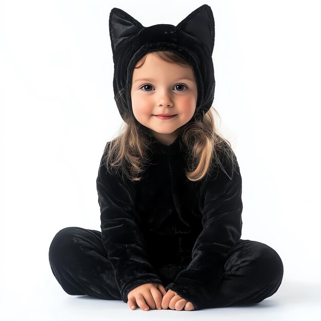 Photo girl in cat halloween costume