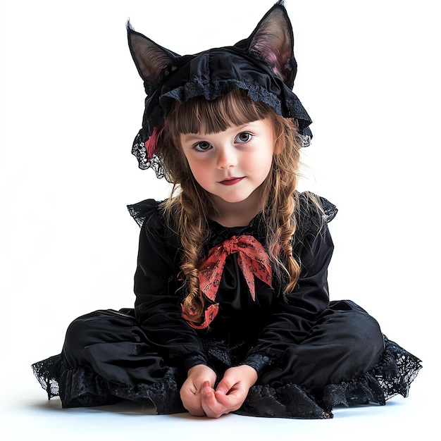 Photo girl in cat halloween costume