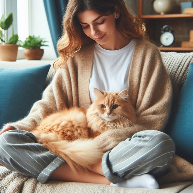 Photo girl and cat