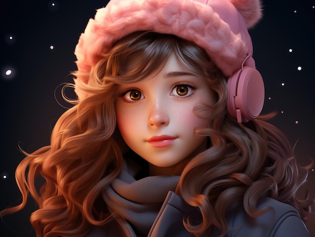 Girl character HD 8K Vector illustration wallpaper Stock image