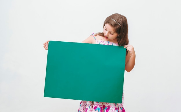 Girl child safety green poster, white background