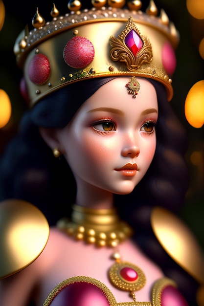 A girl in a crown with a gold crown on her head.