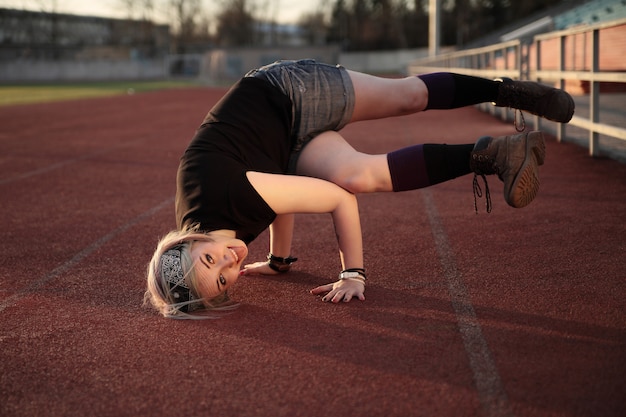 Girl dancing breakdance