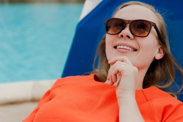 Girl on a deck chair