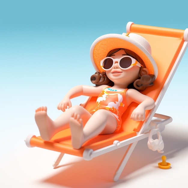 girl design played on the beach 3d