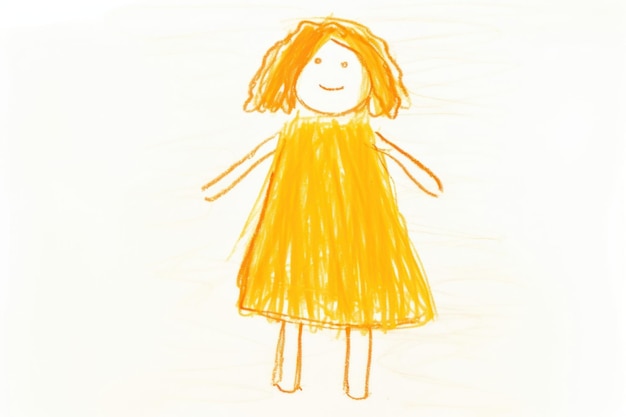 Photo girl drawing child white background