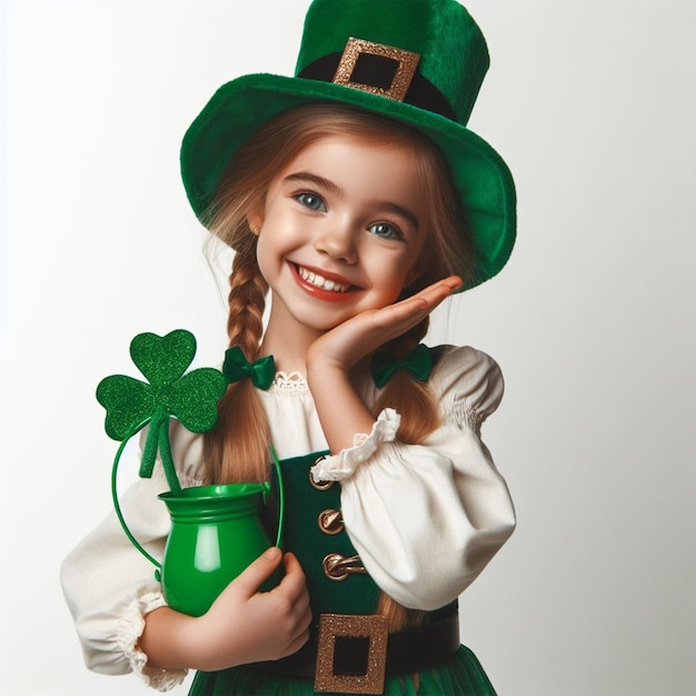 Photo girl dressed up for st patricks day