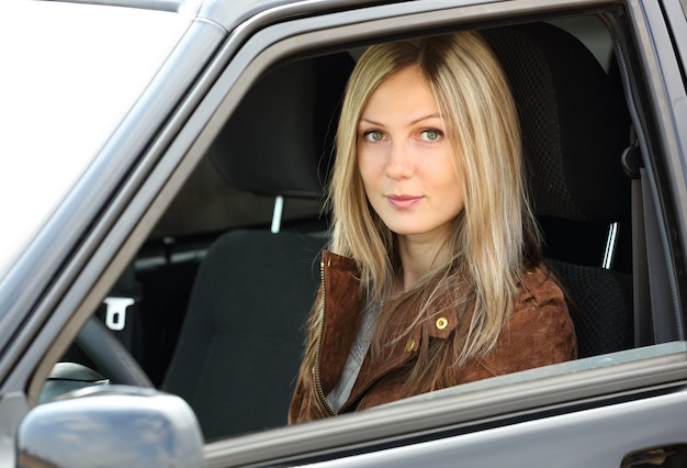 Girl driving a car