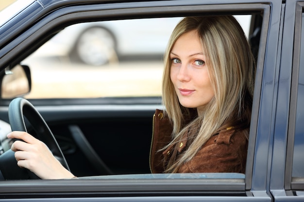 Girl driving a car