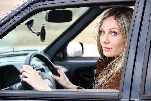 Girl driving a car