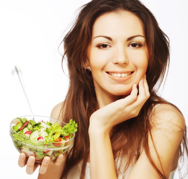 Girl eating healthy food