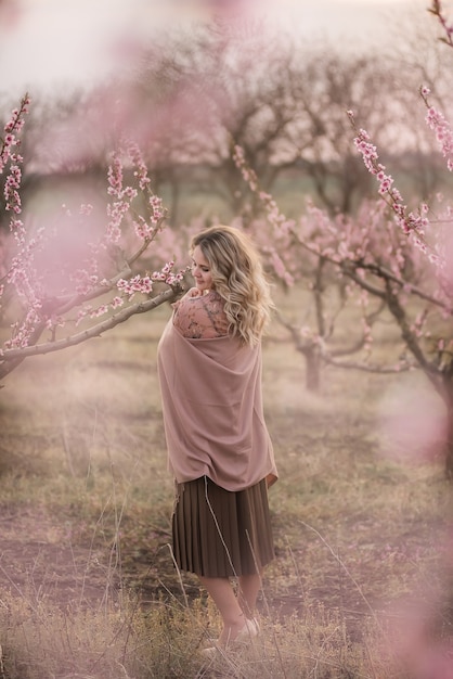 Girl enjoying walk outside the city