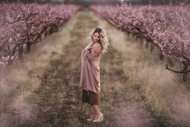 Girl enjoying a walk outside the city