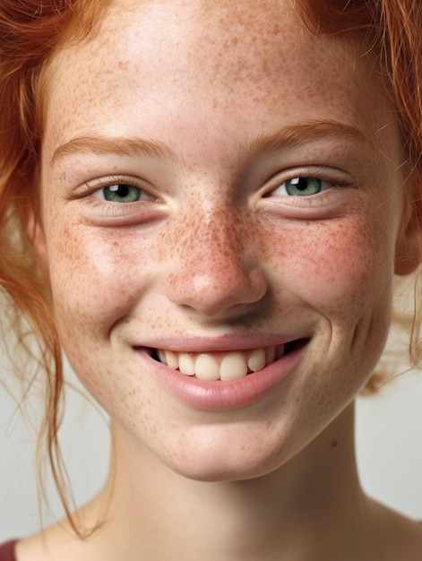 girl face with detailed skin texture