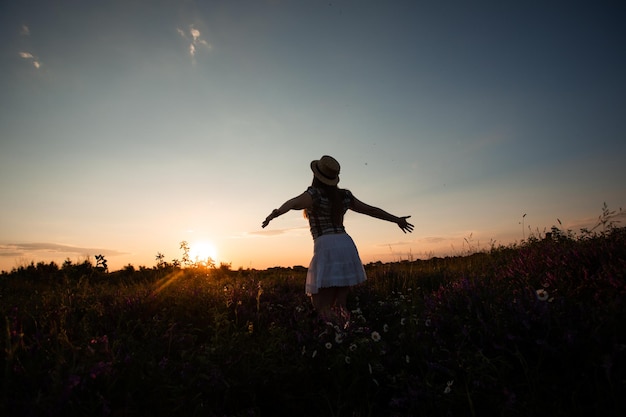 Girl feeling happy being connected with the nature