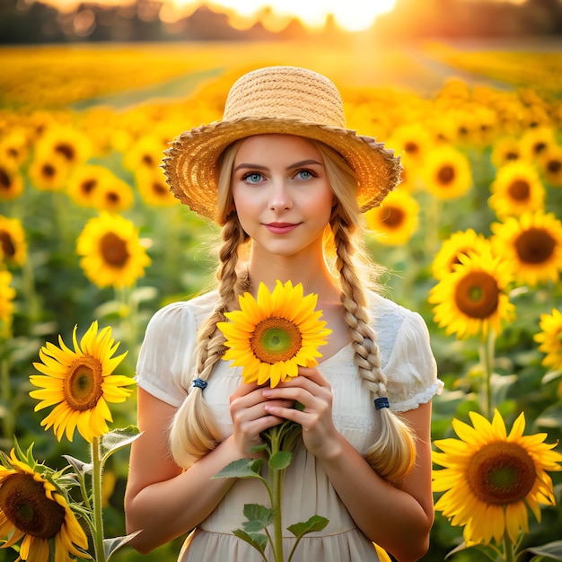 girl in a field of sunflowers