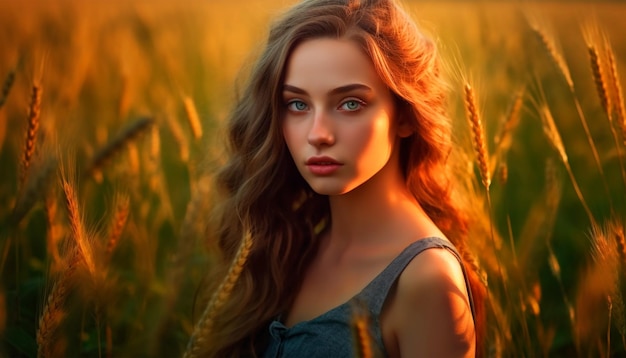 A girl in a field of wheat