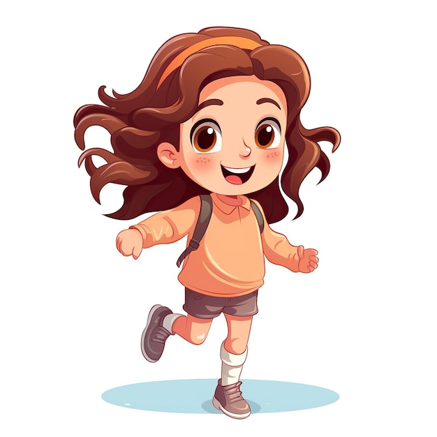 a Girl Flat Cartoon Character Illustration