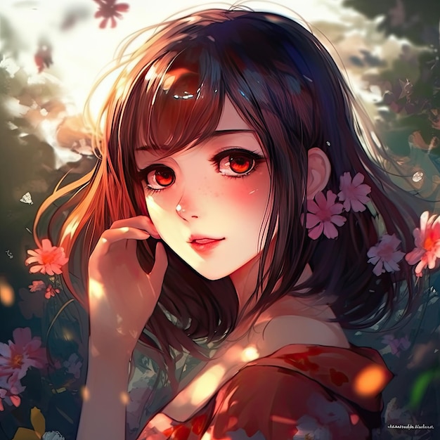 A girl in a flower field