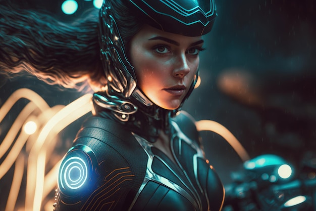 A girl in a futuristic costume