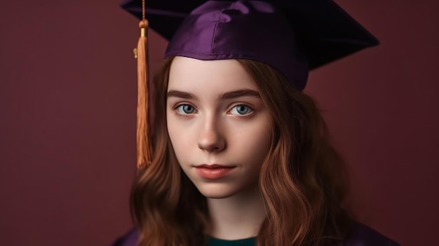 A girl in a graduation cap and gown