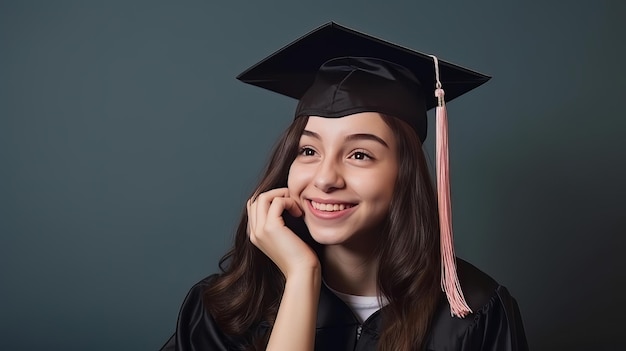 Girl in graduation cap Illustration AI GenerativexA