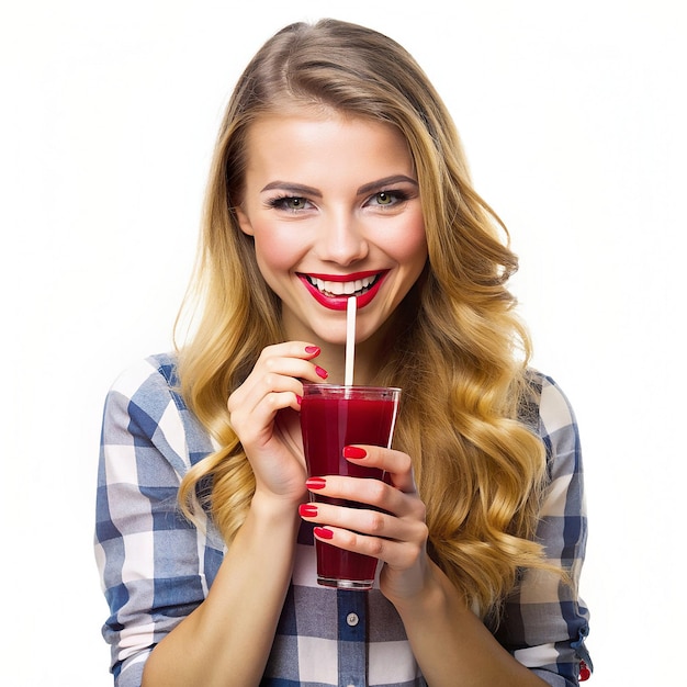 Photo a girl having cherry vanilla vibes juice