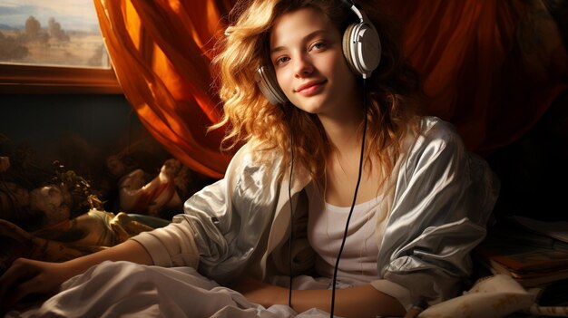 Photo girl in headphones