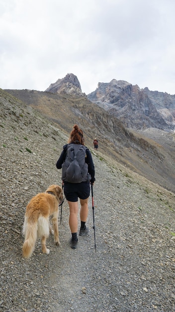 Girl hiker with her dog