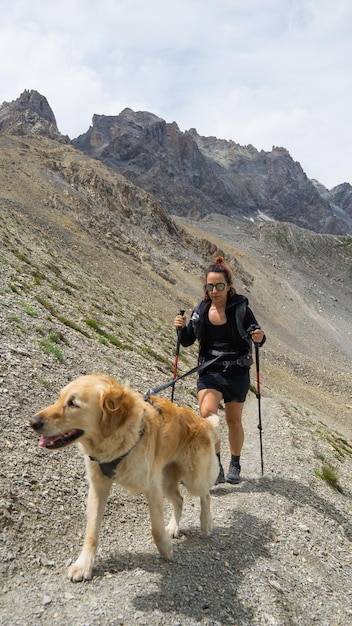 Girl hiker with her dog