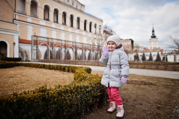 Girl at historical Mikulov Castle Moravia Czech Republic Old European town