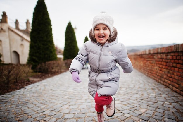 Girl at historical Mikulov Castle Moravia Czech Republic Old European town