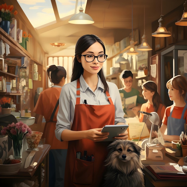 A girl holding a book in a children school