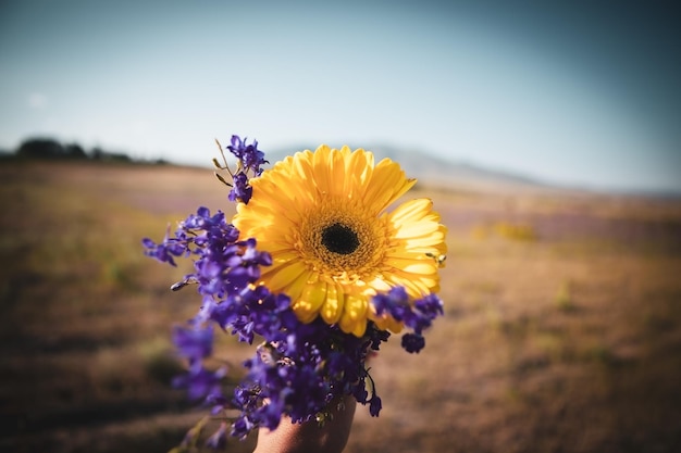 Girl holding flowers in her hand