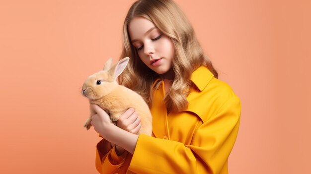 girl holding a rabbit