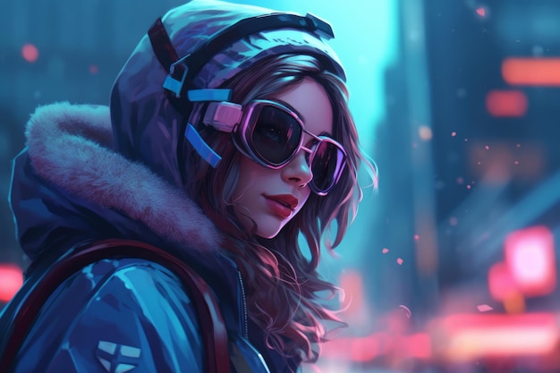 A girl in a hoodie and sunglasses