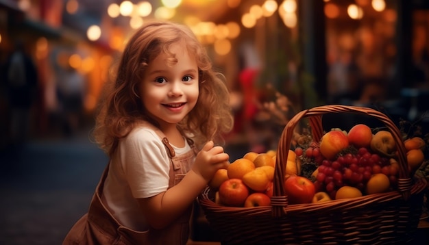 A girl is enjoying fruit in a dark room