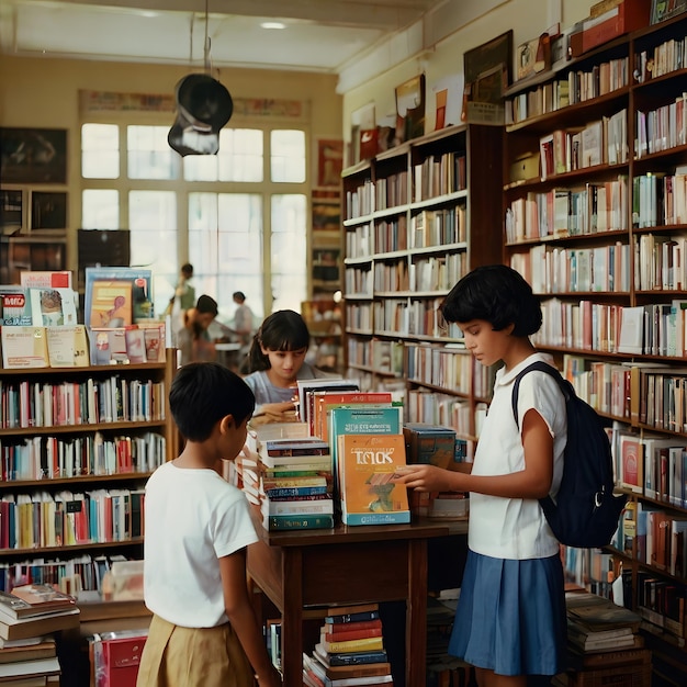 a girl is looking at a book that sayston it