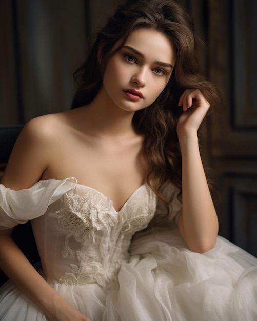 Girl in Ivory Wedding Gown Style