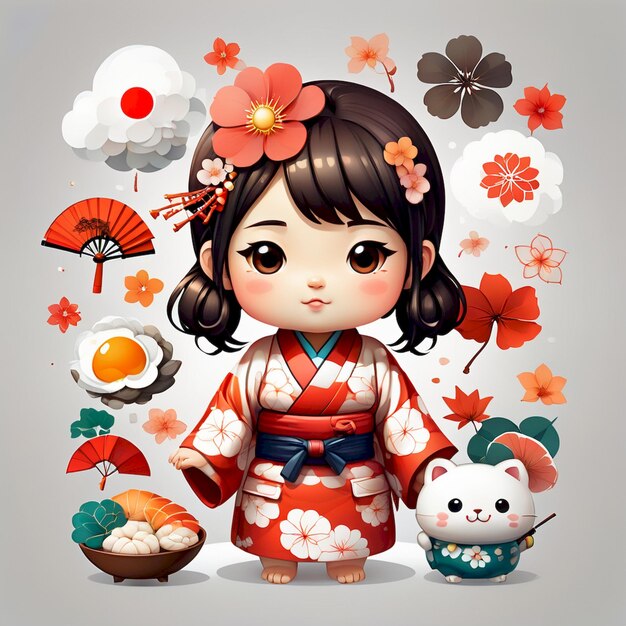 a girl in a kimono with a japanese character on the cover