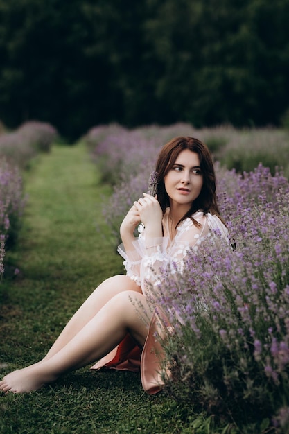 a girl in lavender field