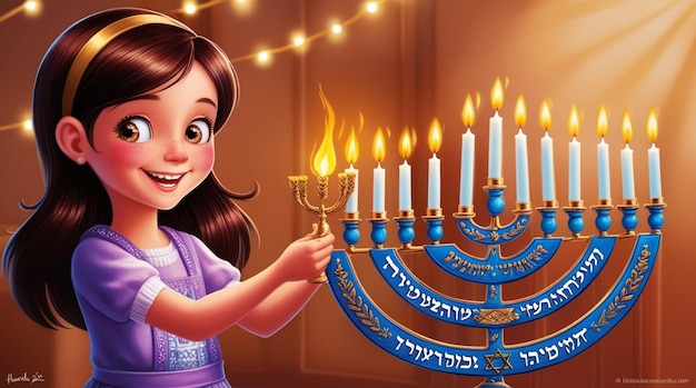 Girl Lighting Menorah A Symbol of Hanukkahs Bright Tradition