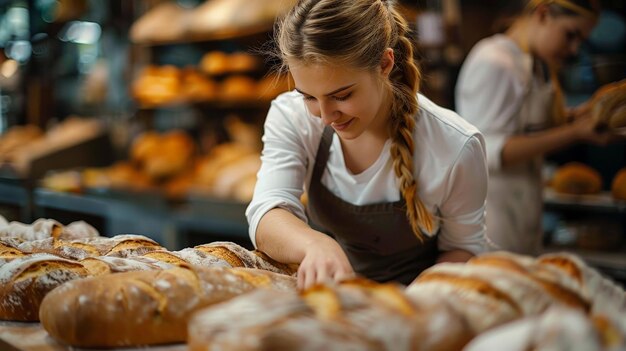 girl making bread in a bakery close shot on the bread ar 169 stylize 250 Job ID efc1886dde4346b89190ef52fd31f710