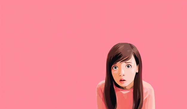 girl making a stunned face on a pink colour background