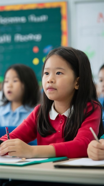 Girl paying attention to her teacher