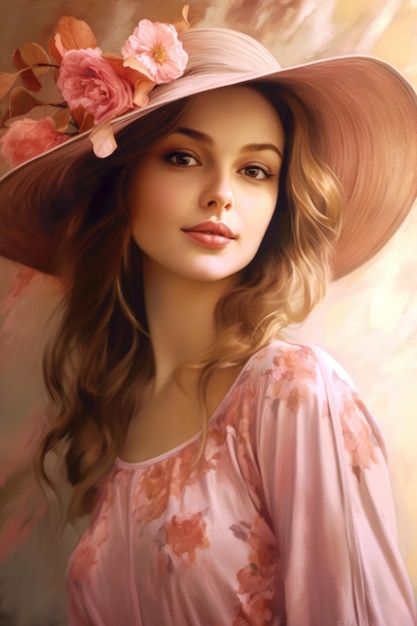 A girl in a pink hat