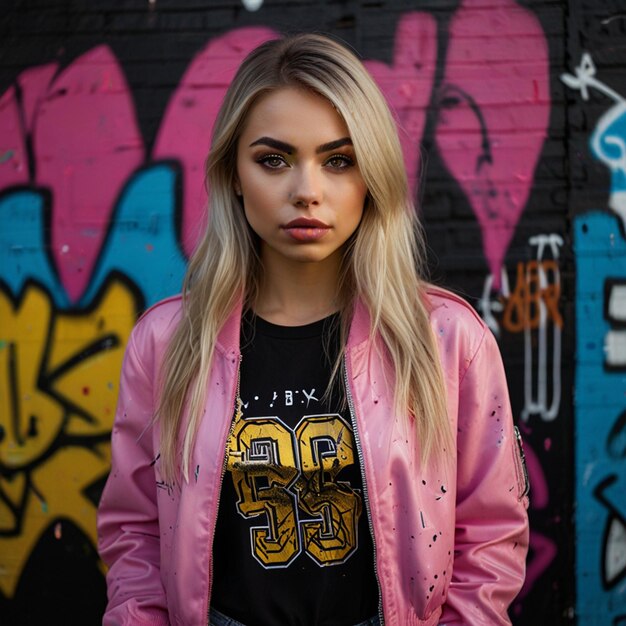 a girl in a pink jacket with the number 60 on it