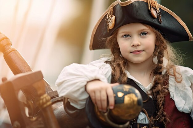 a girl in a pirate garment